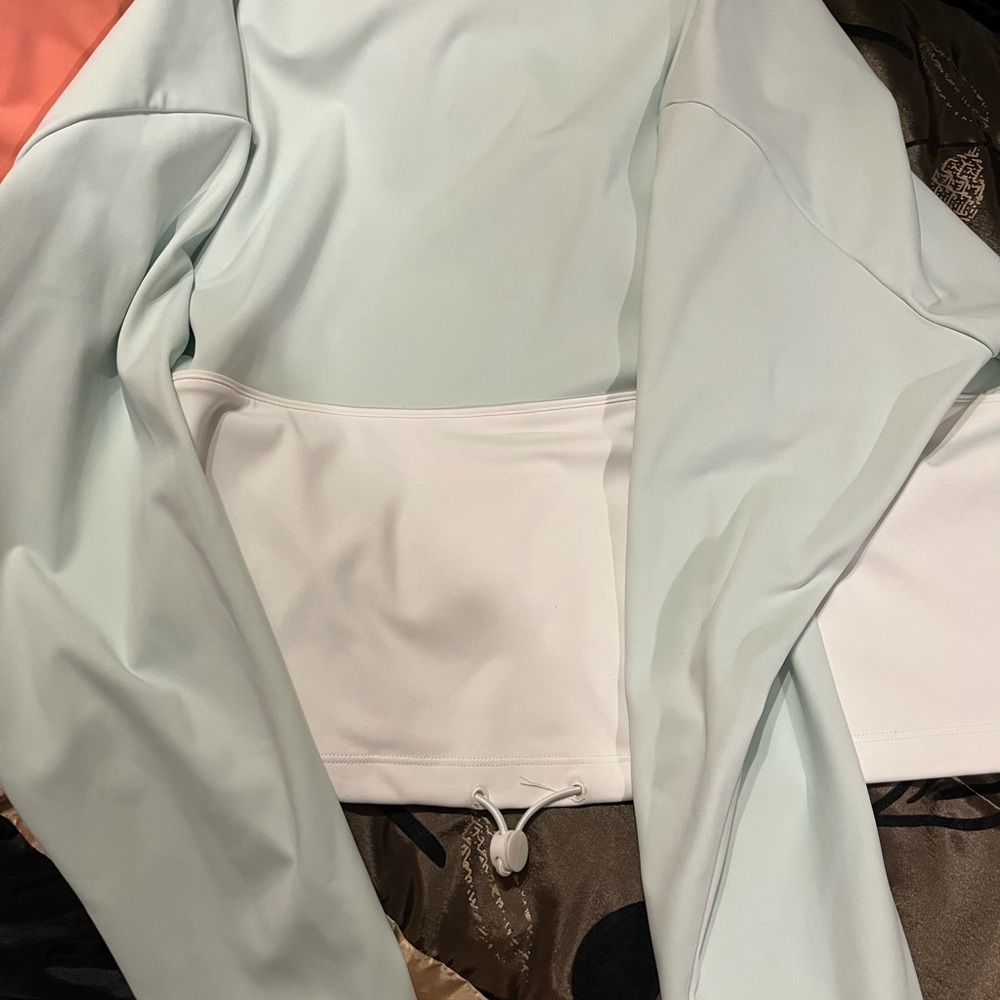 Zyia Mint and White Cinch Hoodie